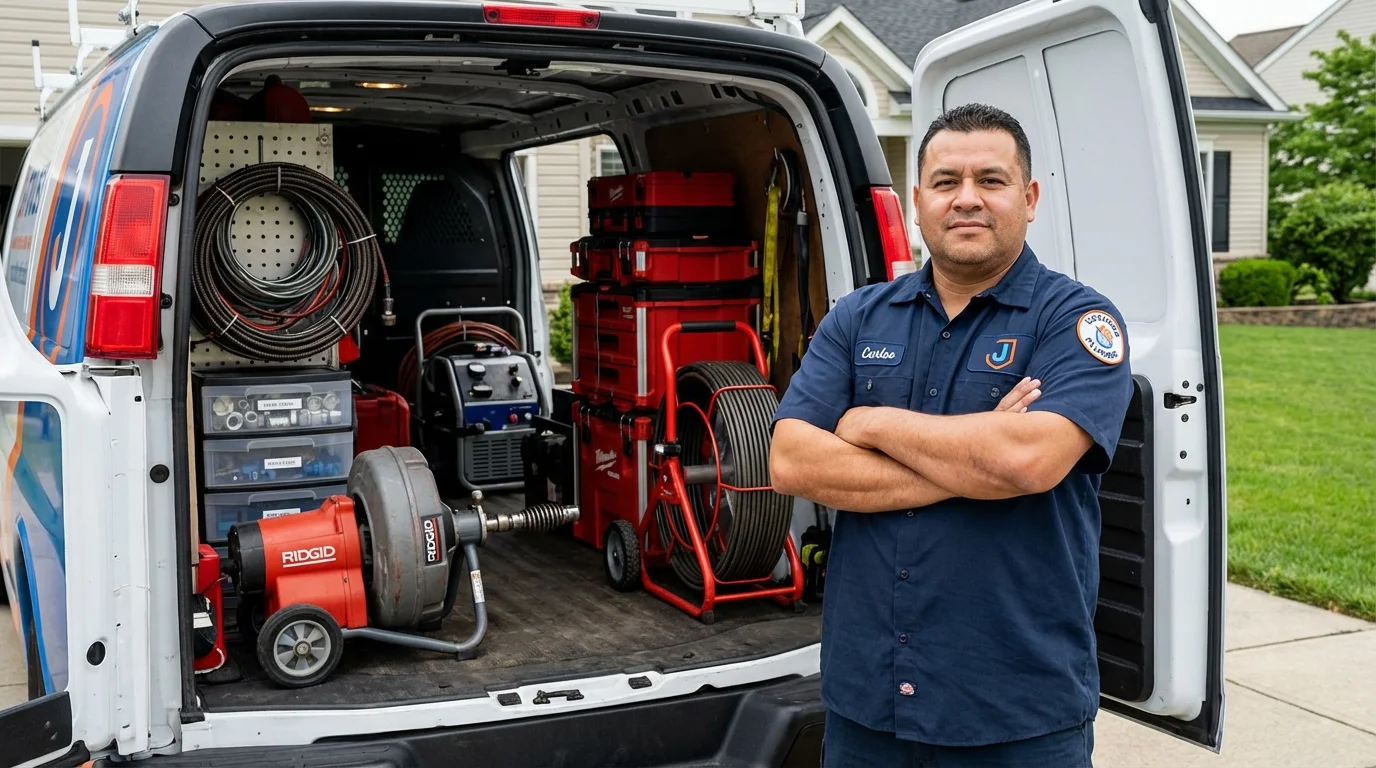 Professional drain cleaning equipment and Johns Plumbing LLC plumber in Napanoch