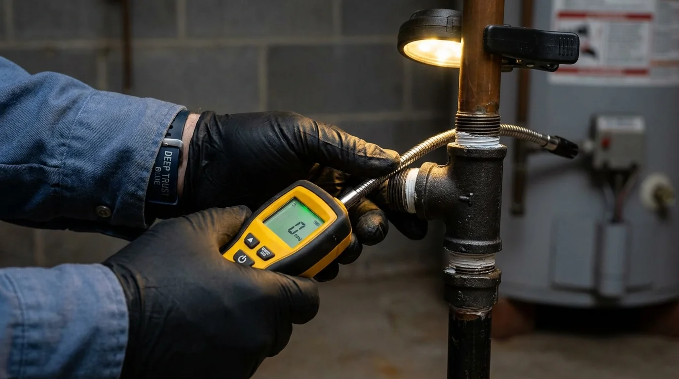 Gas leak detection with electronic sniffer by Johns Plumbing LLC in Napanoch