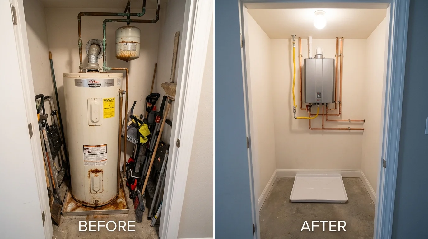 Tank water heater versus wall-mounted tankless unit comparison for Napanoch, NY homeowners